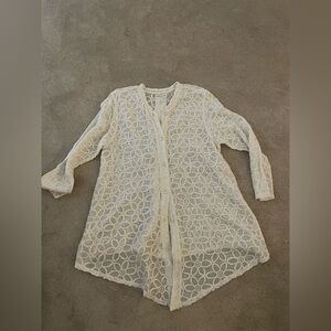 Bodil oversized tunic dress cover up linen embroidered M layering rare ivory